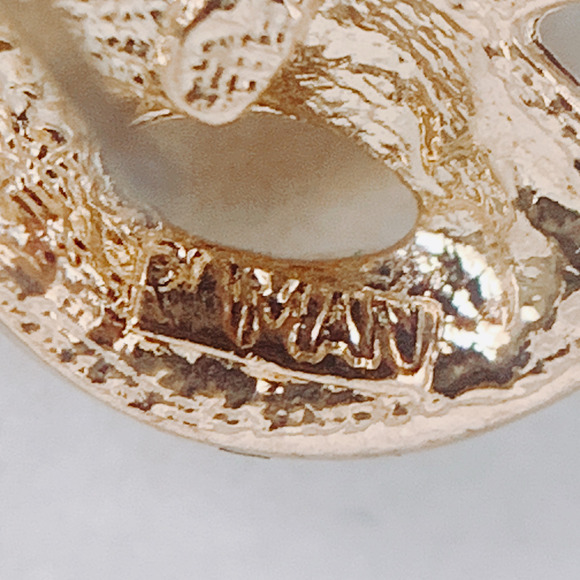 VTG Uranium Glass Signed RAMAN Necklace Earrings Set, Mid Century, Rhinestones - Picture 7 of 16